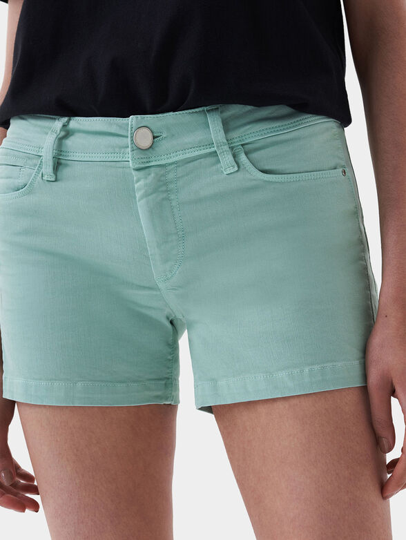 Denim shorts in mint color - 3