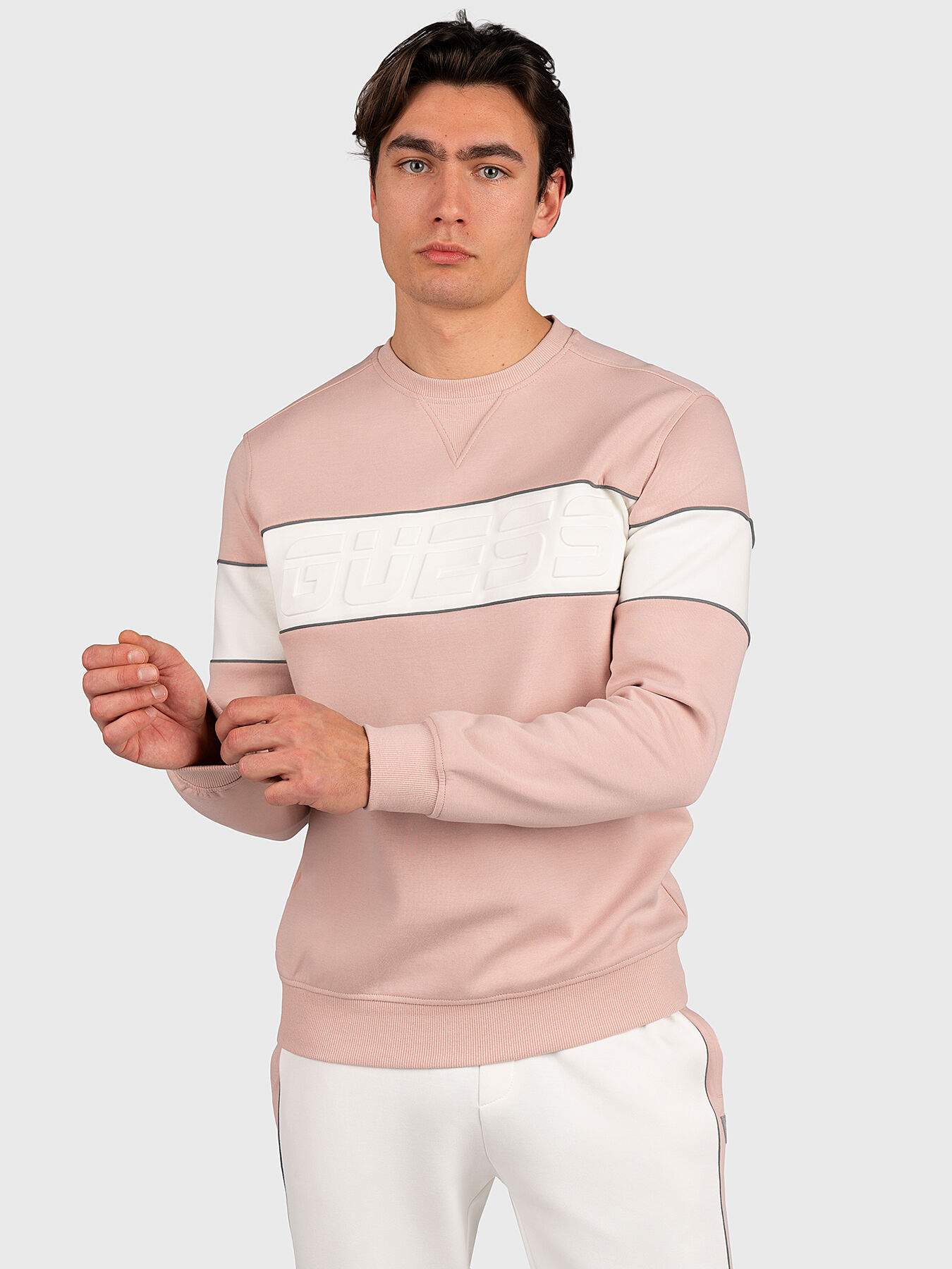 Guess embossed logo sweatshirt sales