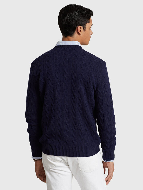 Dark blue wool and cashmere blend sweater - 3