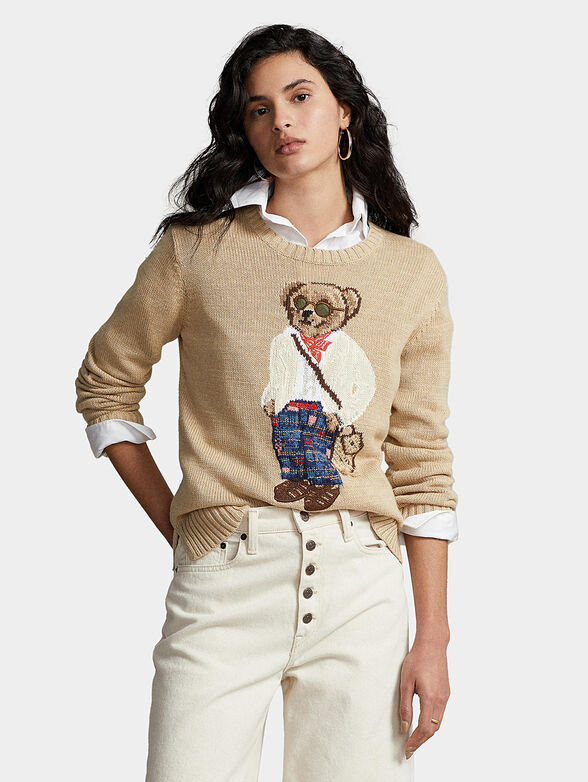 Sweater with Polo Bear motif in beige color - 1