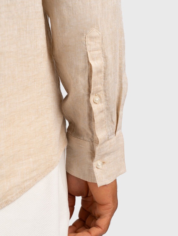 Beige linen shirt with logo detail - 6