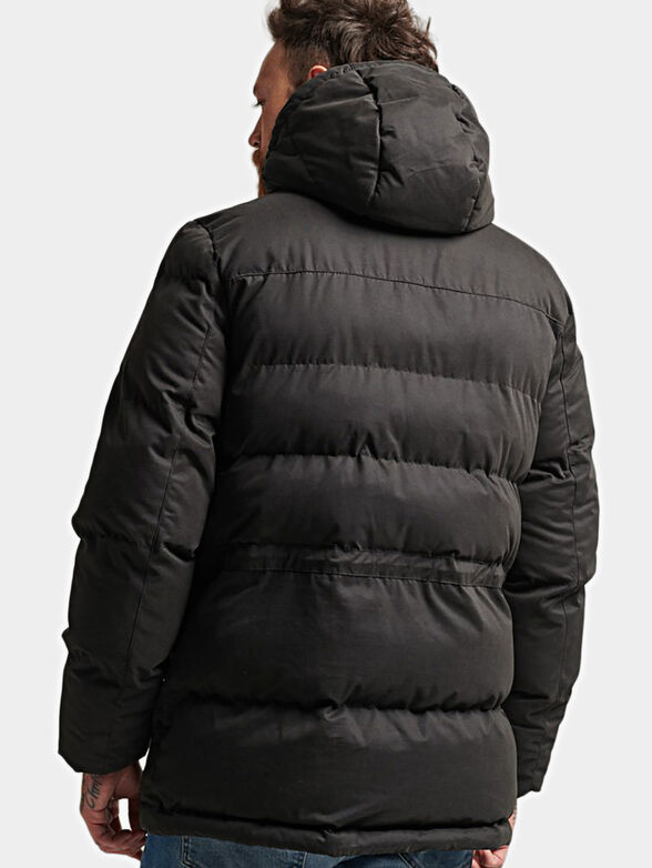 Black padded jacket with hood - 3