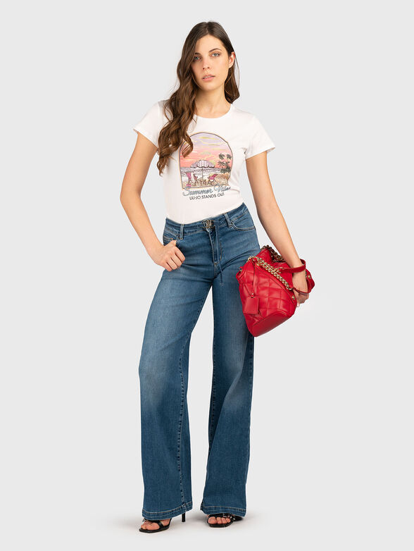 Cotton T-shirt with oval neckline - 2
