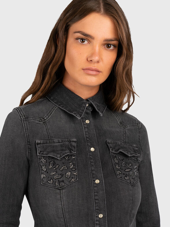 Denim dress with snap buttons - 3