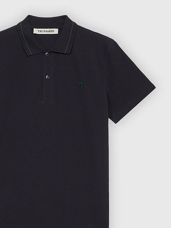 Cotton polo shirt with accent collar - 2