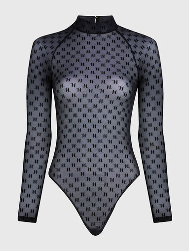 Bodysuit with sheer effect and monogram logo - 5