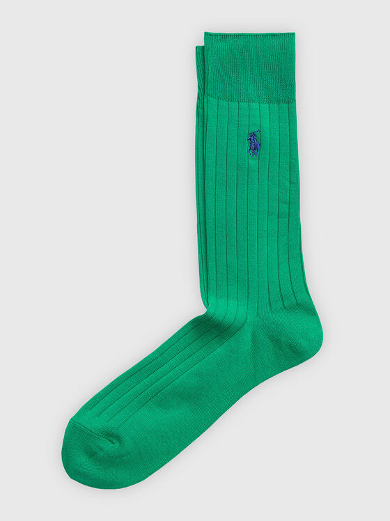 Зелени чорапи с лого акцент - 1