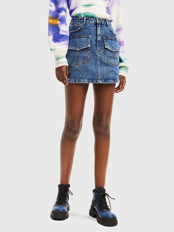 Crystal decorated high waist skirt - 1