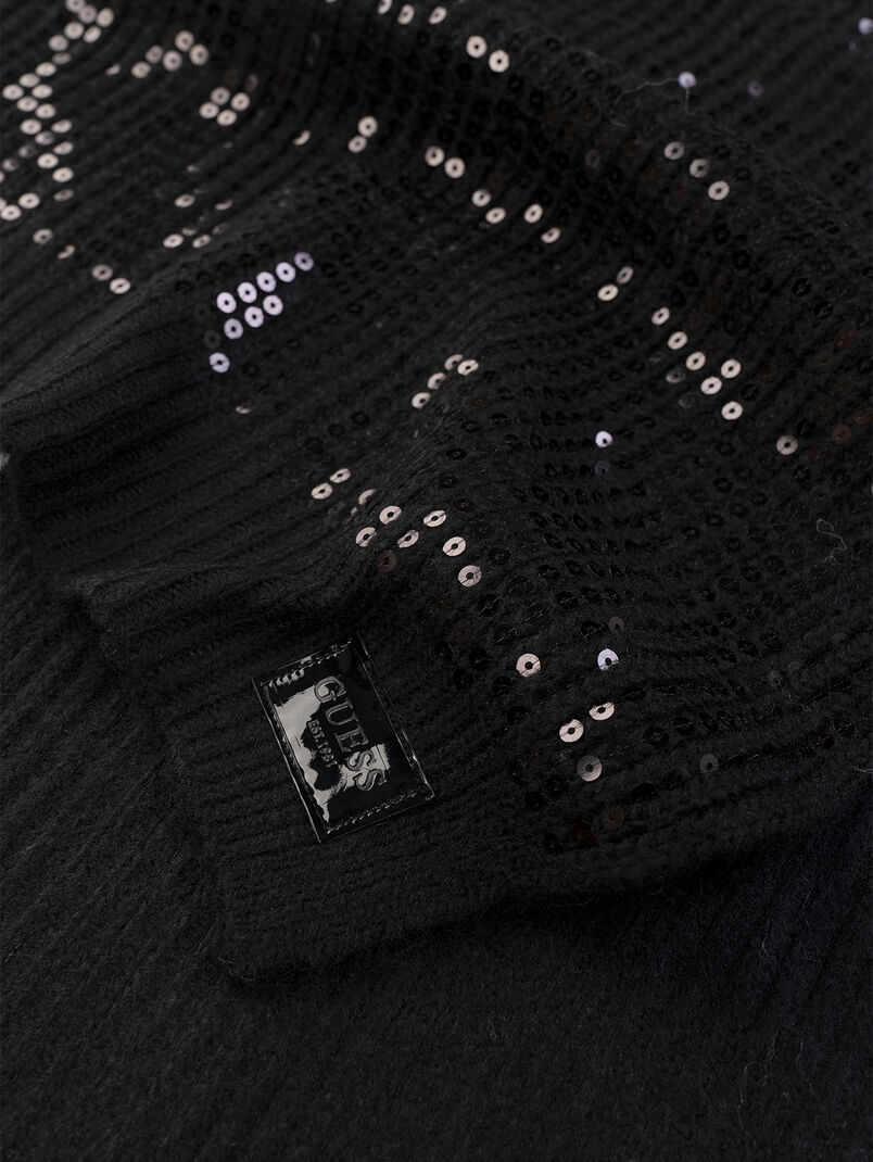 RILEY scarf in black with sequins - 3