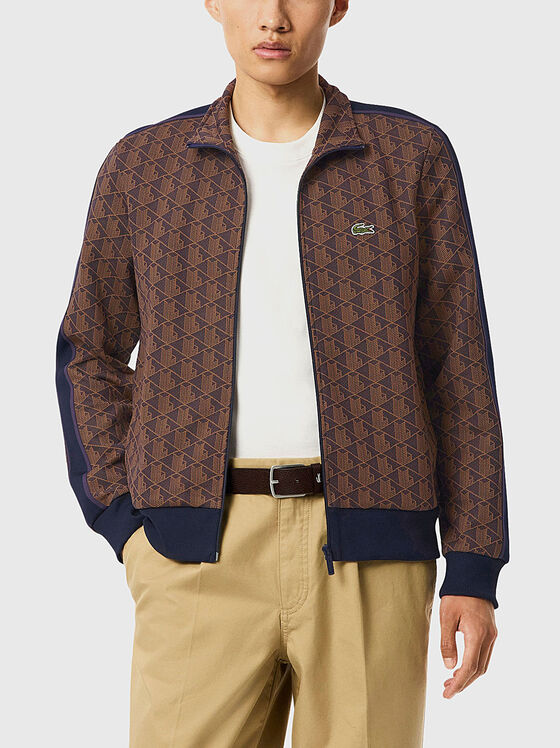 Sweatshirt with monogram print in brown - 1