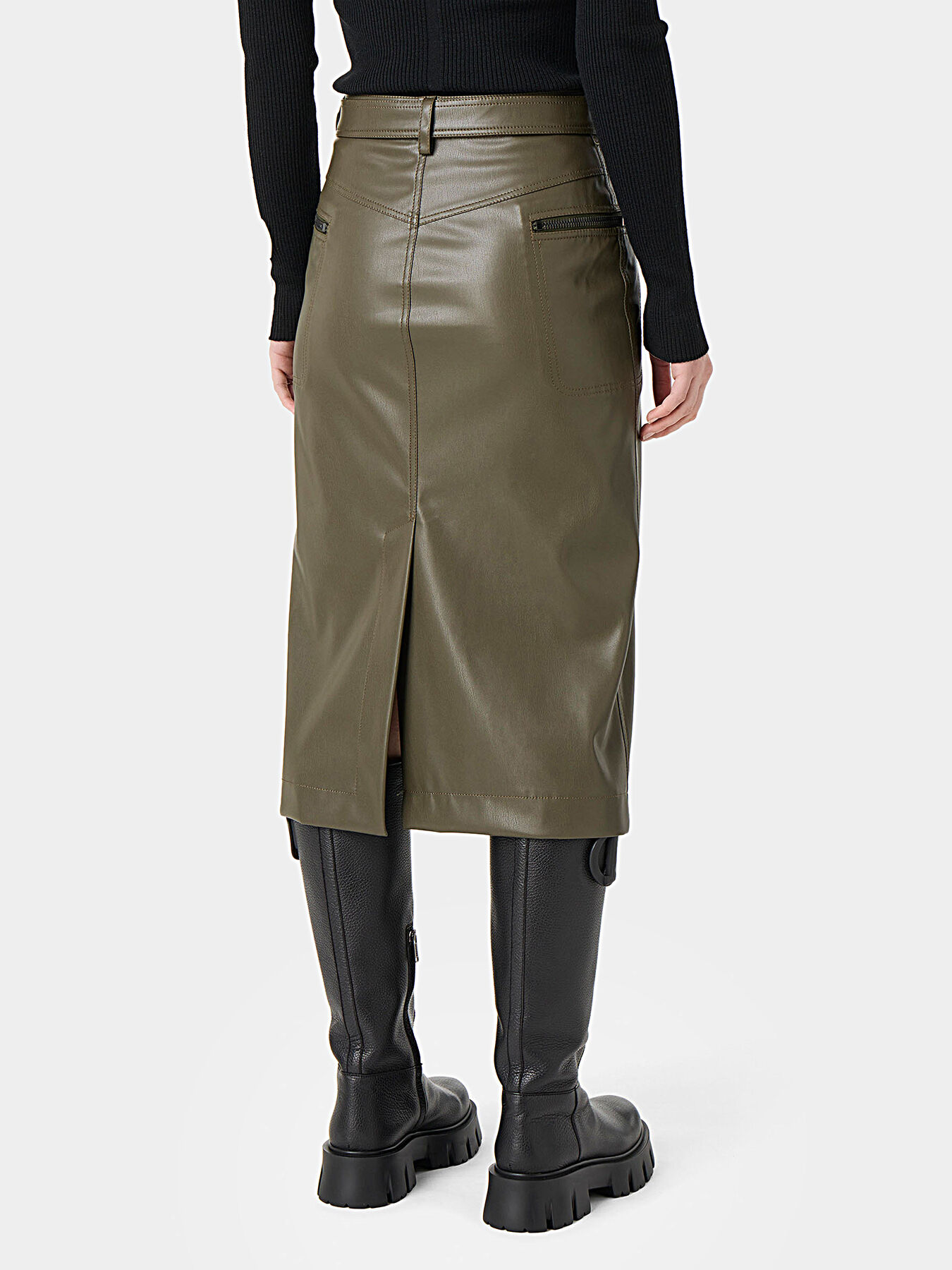 Black faux leather skirt brand ICEBERG Globalbrandsstore en