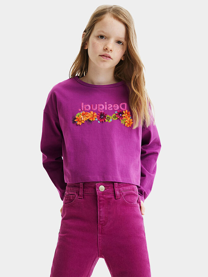 Блуза в лилав цвят с лого и апликации