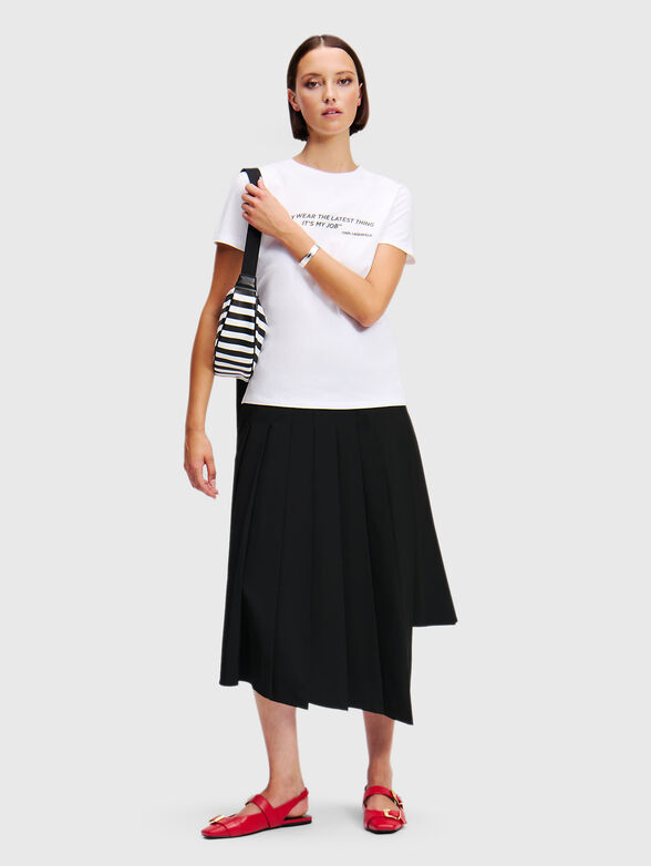 Cotton T-shirt with oval neckline and print - 2