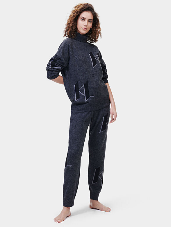 Cashmere trousers with laces and logo detail - 1