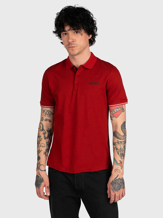Red polo-shirt with logo detail