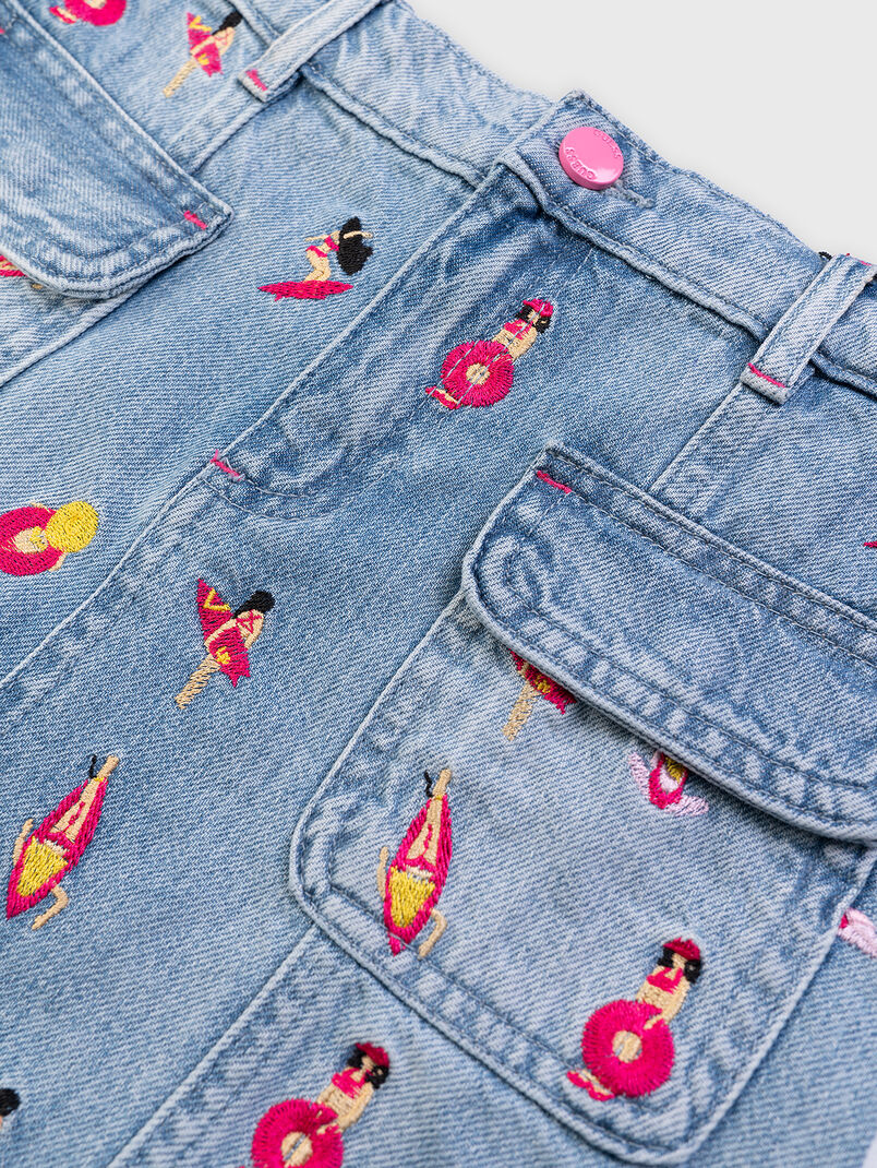Denim mini skirt with embroidery - 3