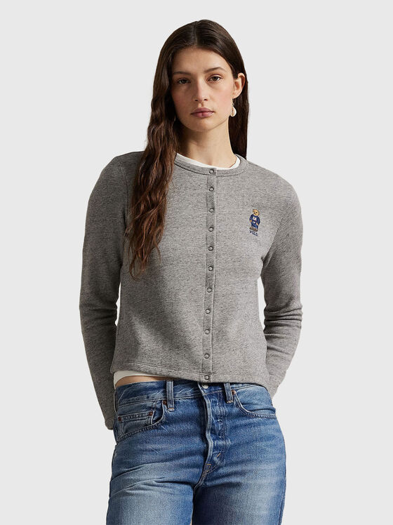 Cotton cardigan with buttons and Polo Bear embroidery - 1