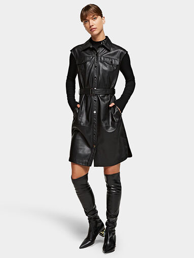 Faux leather dress in black color - 3