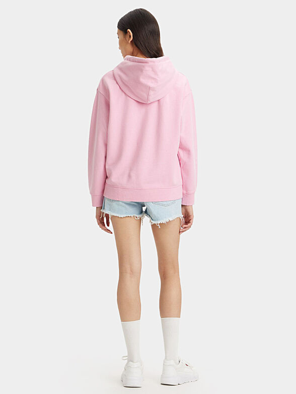 Pink hooded sweatshirt with embossed logo print - 2