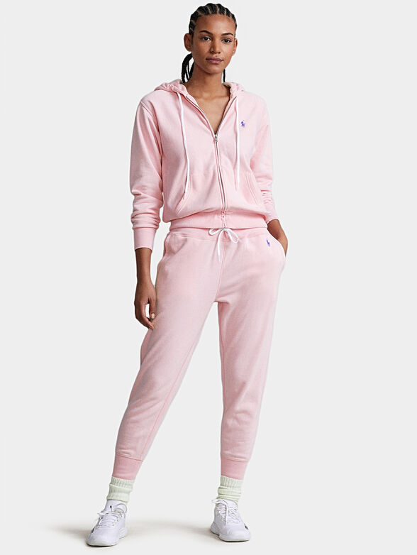 Sweatshirt with zip and hood in pale pink - 2
