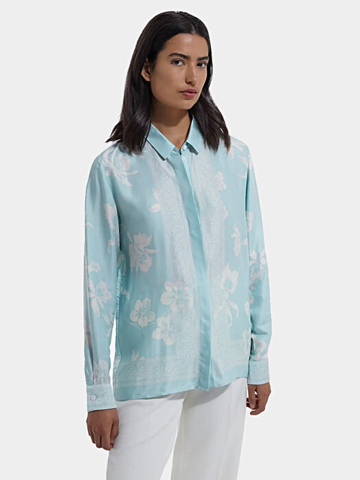 Satin shirt with floral motifs