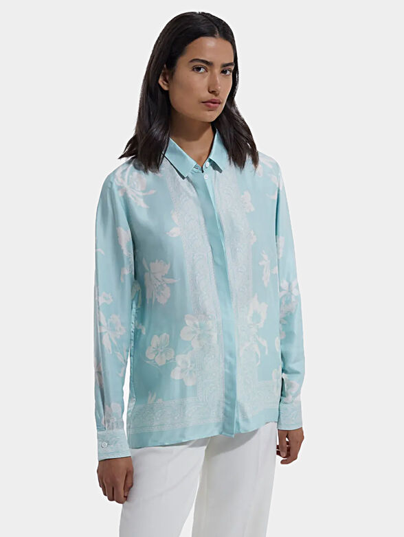 Satin shirt with floral motifs - 1