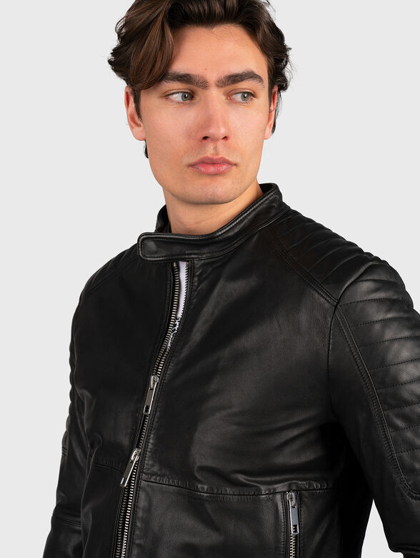 Leather biker jacket - 4