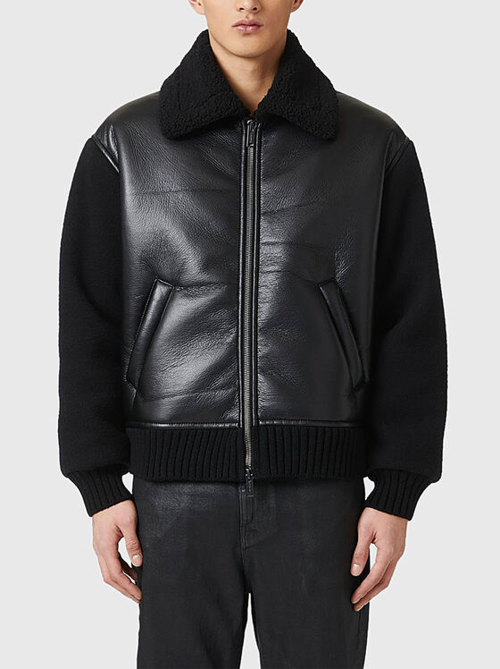 Black eco leather bomber jacket - 1