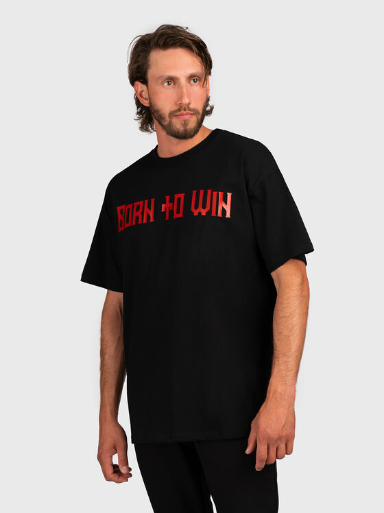 Black oversized T-shirt with print - 1