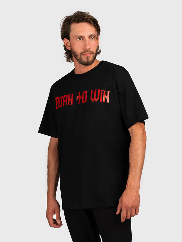 Black oversized T-shirt with print - 1