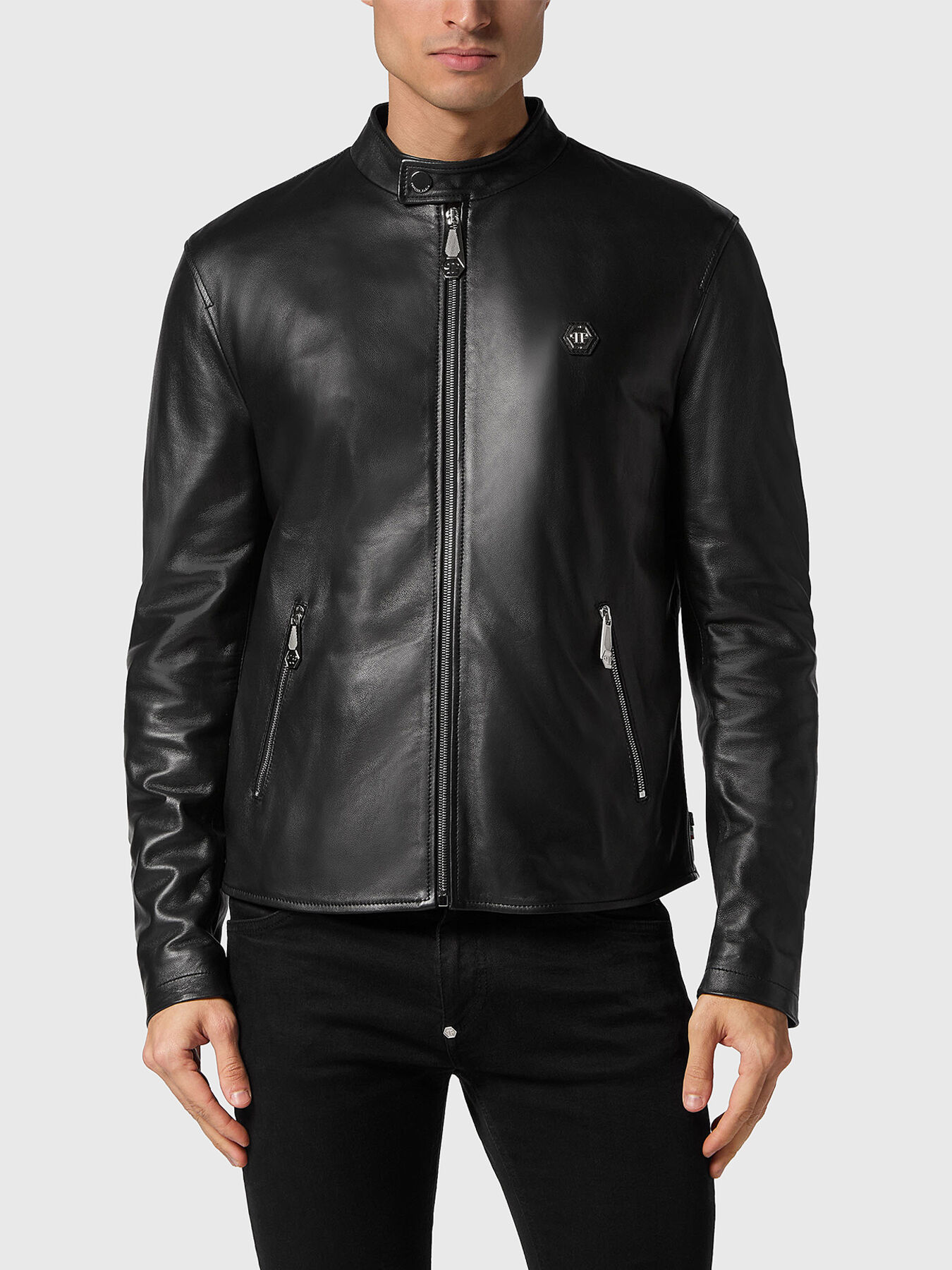 Black leather jacket brand PHILIPP PLEIN — Globalbrandsstore