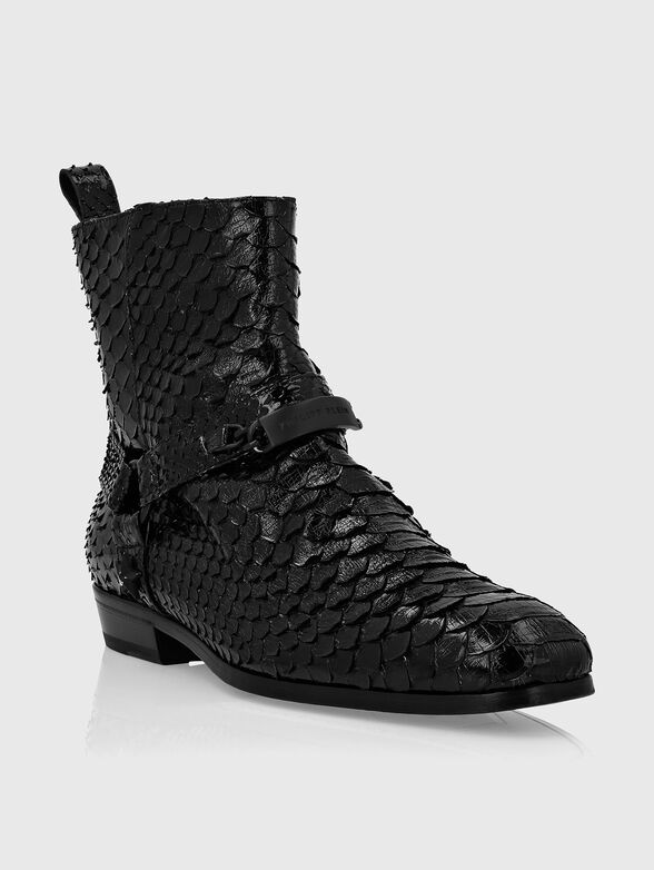 Python leather flat boots - 2