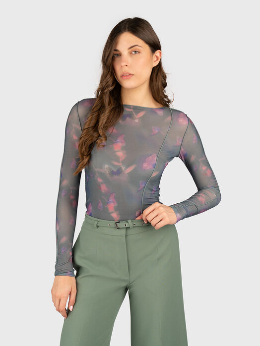 DEUPHINE blouse with long sleeves and sheer effect