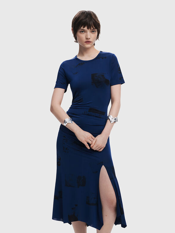 Navy blue asymmetrical dress - 3
