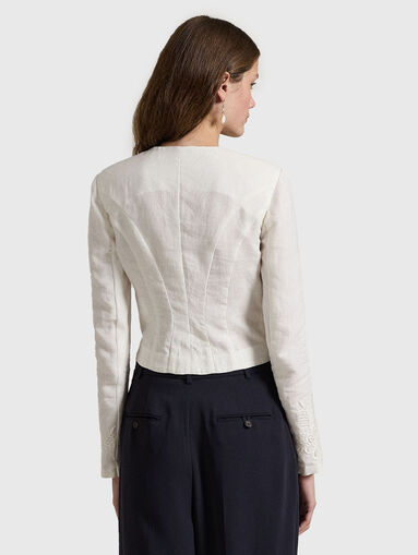 Linen jacket with floral embroidery - 3