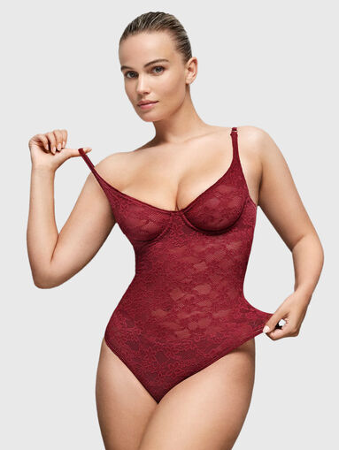 STRETCH LACE bodysuit in black - 4