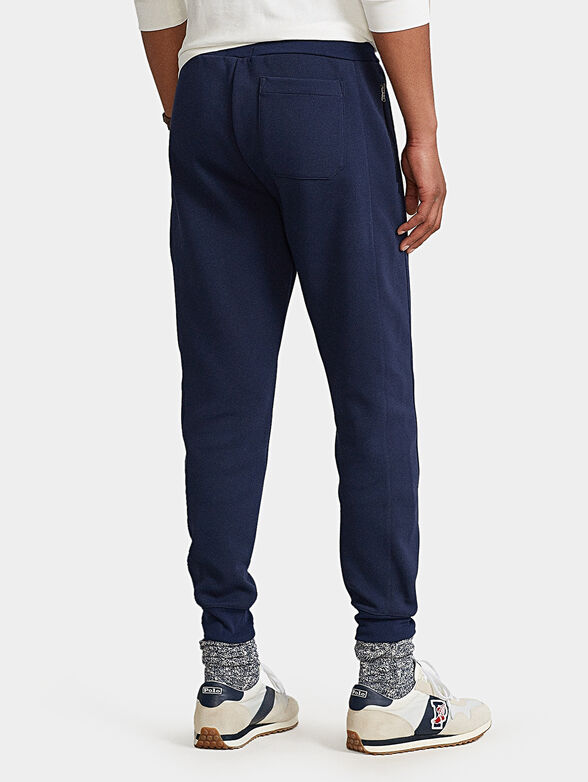 Blue sports pants with logo embroidery - 2
