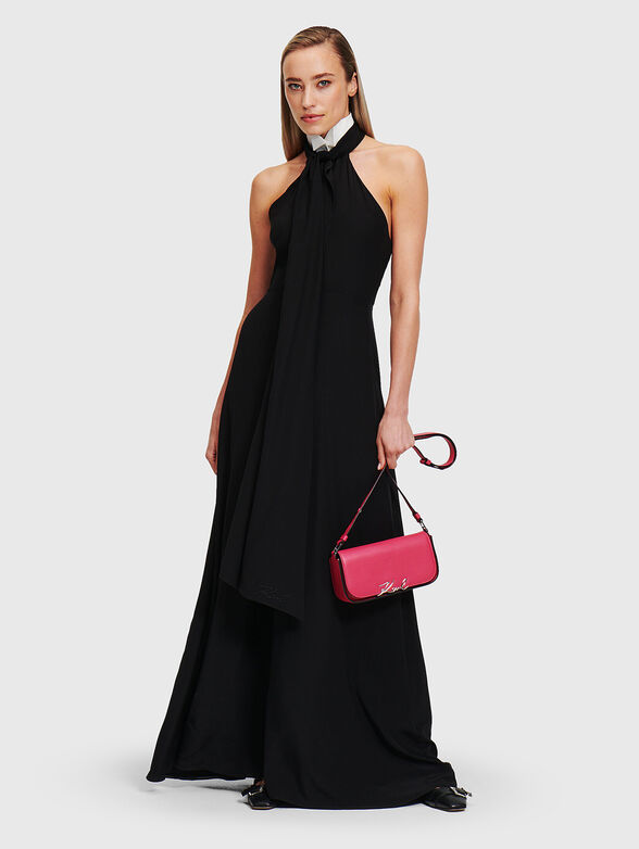 Black maxi dress with removable collar - 4