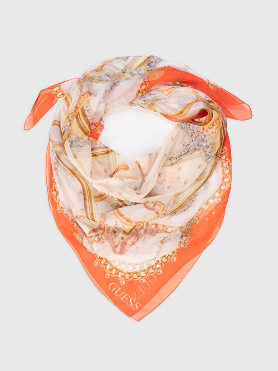 Square scarf with print with logo - 1