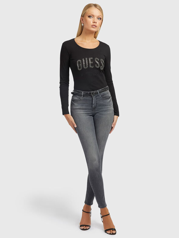 MIRELA black blouse with gemstones - 2