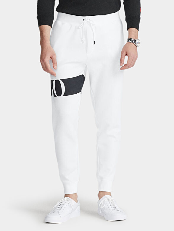 Sports pants with contrasting logo band - 1