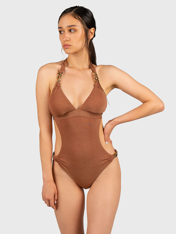 One-piece swimsuit with shiny threads - 1