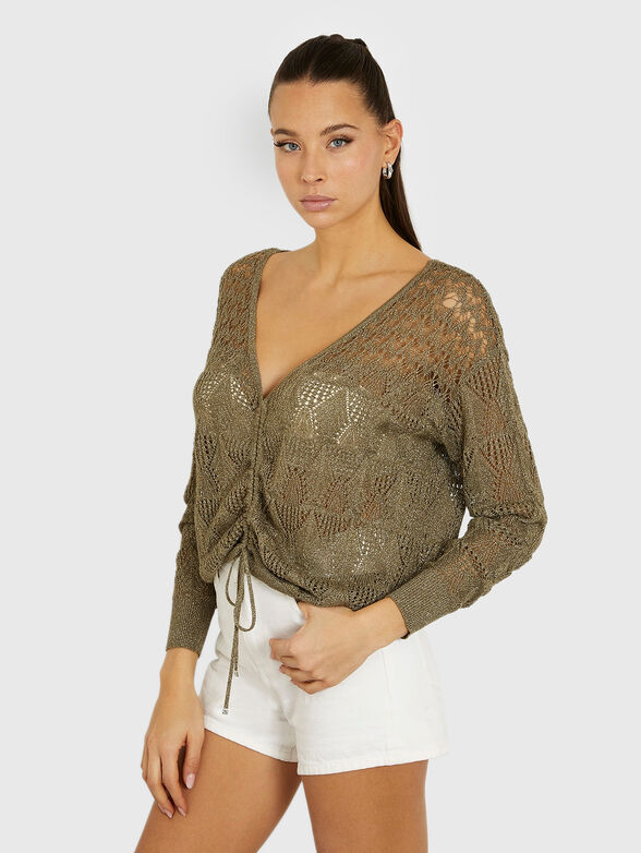 CLARISSA beige sweater with gathered detail - 1