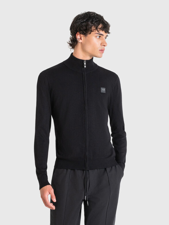 Slim viscose blend cardigan with zip - 1