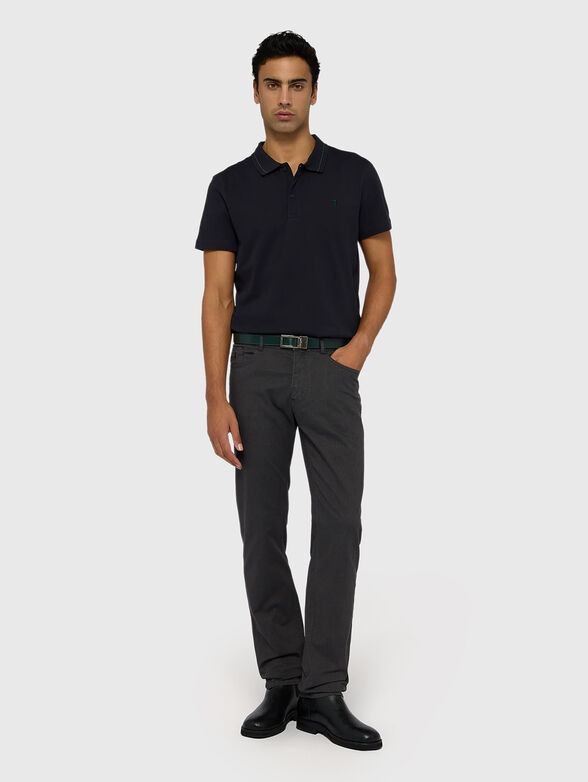 Cotton polo shirt with accent collar - 2