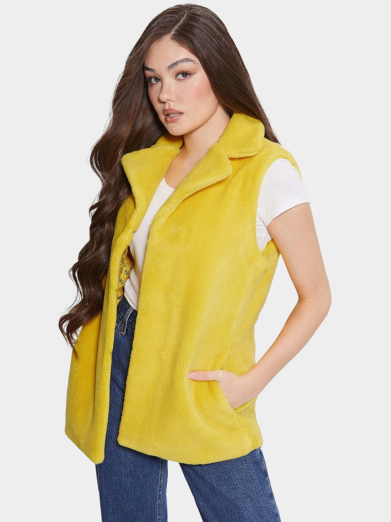 DELIA faux feather vest brand GUESS Globalbrandsstore en