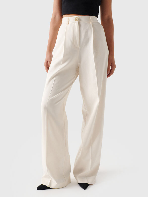 Wide leg ecru trousers - 1