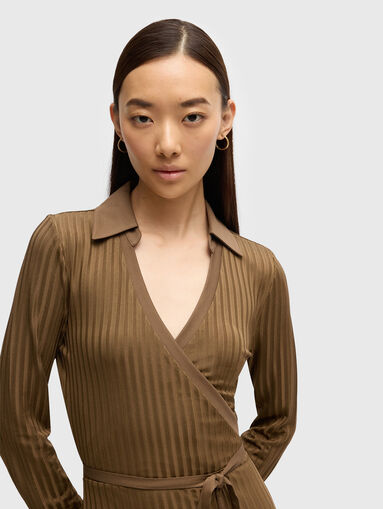 Midi dress with waist belt - 4