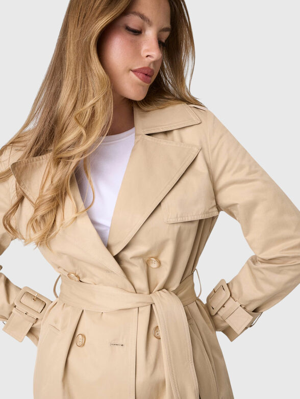 Beige cotton-blend trench coat - 3