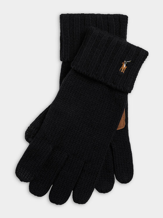 Вълнени ръкавици с контрастно лого - 1